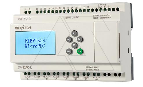 Программируемый логический контроллер SR-22AC-R, 110_240VAC, 14DI, 8RO(10A), RTC, Ethernet, ЖКИ